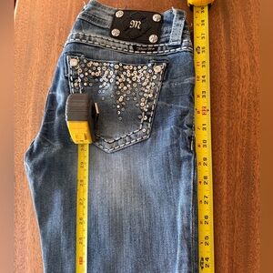 Miss Me Blue Skinny Jeans with Rhinestone Embellishments